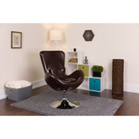 Flash Furniture Leather Egg Series Reception-Lounge-Side Chair in Brown